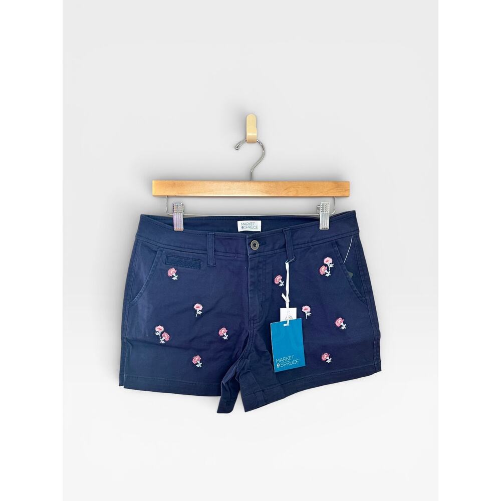 Market & Spruce Stitch Fix Women's Denim Shorts 2 Pair Navy + Coral Size 4 NWT - Picture 2 of 9